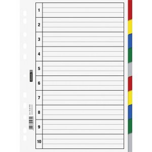 Index pour classeur à anneaux - Plastique A4 - 10 onglets Index pour classeur à anneaux - Plastique A4 - 10 onglets