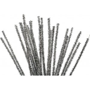 Cure-pipe - 6 mm - argent - paillettes - 24 pcs Cure-pipe - 6 mm - argent - paillettes - 24 pcs