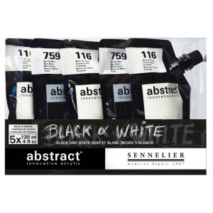 Set de peinture acrylique Sennelier Abstract - Noir&Blanc set 5 x 120ml Set de peinture acrylique Sennelier Abstract - Noir&Blanc set 5 x 120ml