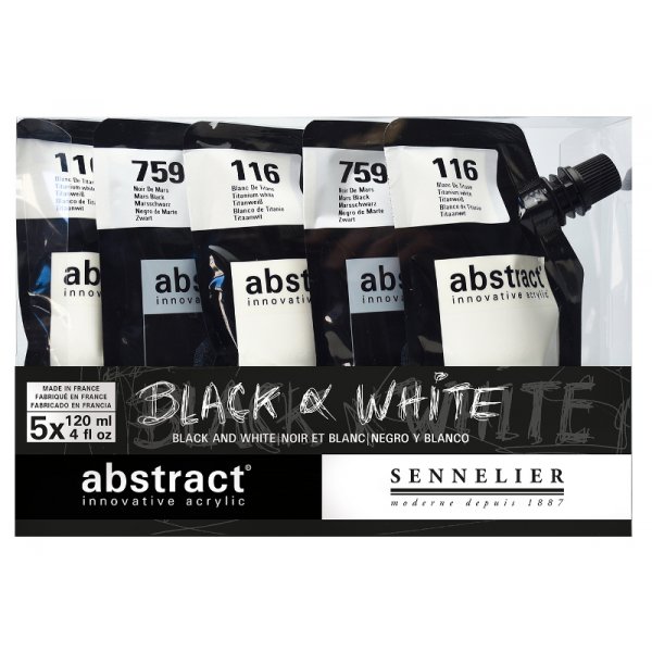 Set de peinture acrylique Sennelier Abstract - Noir&Blanc set 5 x 120ml