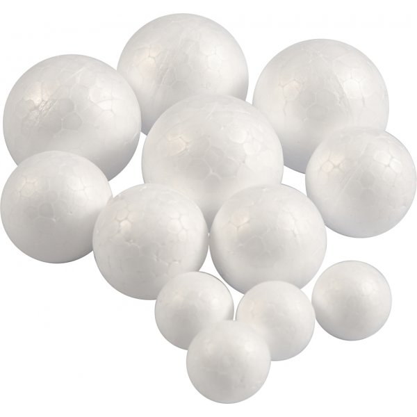 Boules en polystyrène - blanc - Ø20+30+40 mm - 12 pcs Boules en polystyrène - blanc - Ø20+30+40 mm - 12 pcs