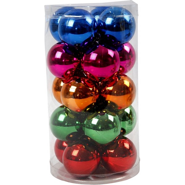 Boules de sapin de Nol - couleurs vives - 6 cm - 20 pcs
