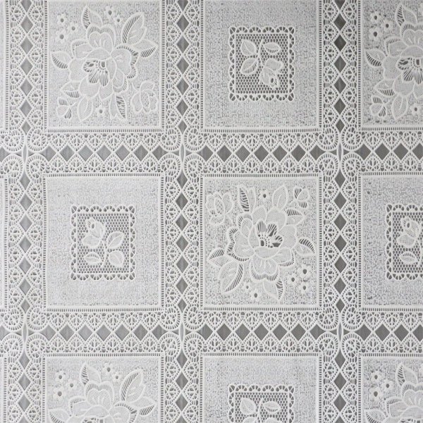 Tissu cir Lacet PVC - Carreaux blanc