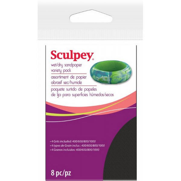 Papier abrasif sec/humide Sculpey - 8 pices