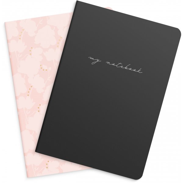 Carnet - Fleurs & notes - A5 - paquet de 2