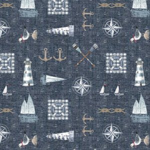 Tissu pour rideau frégate 10 marine Tissu pour rideau frégate 10 marine