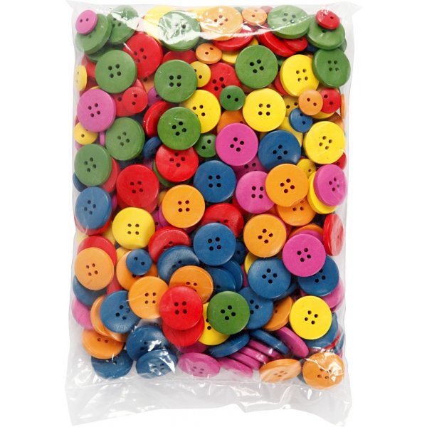 Boutons en bois - Ø12-20 mm - couleurs mélangées - 360 pcs Boutons en bois - Ø12-20 mm - couleurs mélangées - 360 pcs