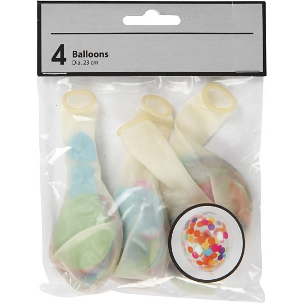 Ballons avec confettis - transparents - Ø23 cm - 4 pcs Ballons avec confettis - transparents - Ø23 cm - 4 pcs