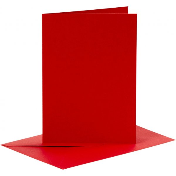 Cartes et enveloppes - rouge - 11,5 x 16,5 cm - 6 sets