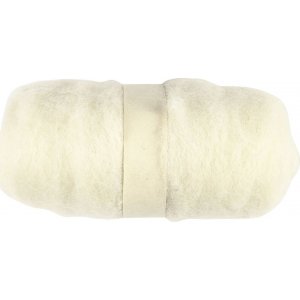 Laine cardée - blanc - 100 g Laine cardée - blanc - 100 g