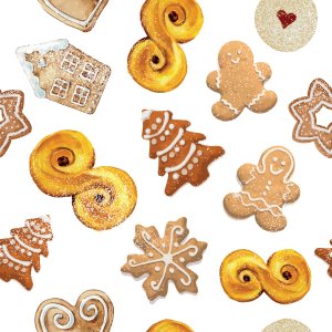 Biscuits de Noël en jersey à motifs - Blanc Biscuits de Noël en jersey à motifs - Blanc