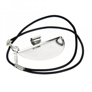 Pendentif pour mosaïque 50 x 25 mm - demi-rond argenté, bandes noires Pendentif pour mosaïque 50 x 25 mm - demi-rond argenté, bandes noires