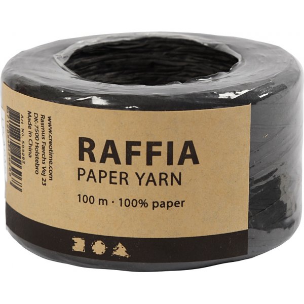 Fil de papier raphia - noir - 100 m