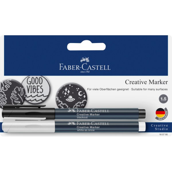 Set de feutres - Faber-Castell - Marqueur cratif - Blanc & Noir
