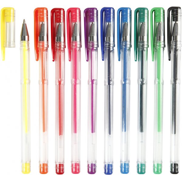 Stylos  bille gel - couleurs mlanges - 10 pcs