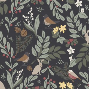 Tissu ciré textile forestier graphite/multi Tissu ciré textile forestier graphite/multi