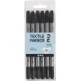 Marqueurs textiles - noirs - 6 pcs
