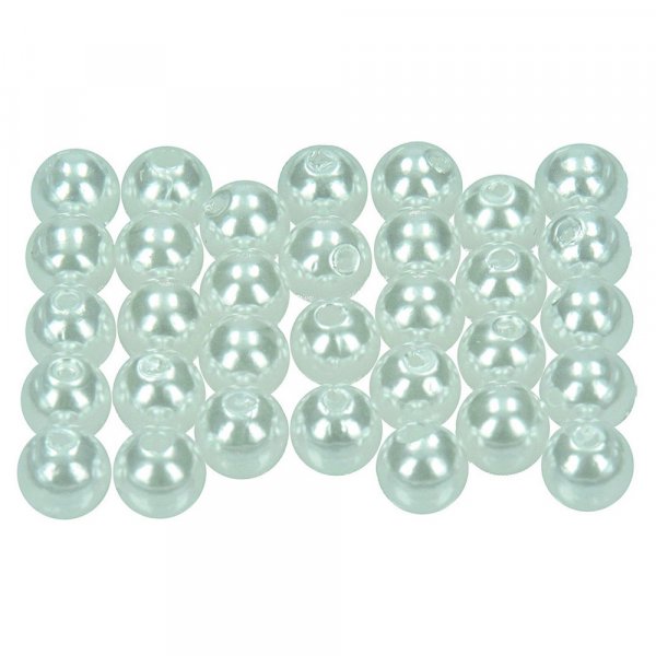 Perles de cire  8 mm - blanc paquet de 32
