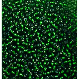 Rocailles doublées argent - vert feuille Rocailles doublées argent - vert feuille