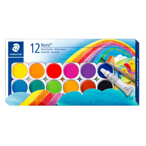 Bote de peinture Noris Club avec pinceau - 12 couleurs