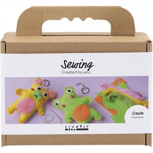 Mini kit de couture DIY pour porte-clés grenouille et ours en peluche, couleurs assorties, 2 pièces Mini kit de couture DIY pour porte-clés grenouille et ours en peluche, couleurs assorties, 2 pièces
