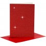 Cartes et enveloppes - rouge - paillettes - 11,5 x 16,5 cm - 4 sets