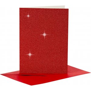 Cartes et enveloppes - rouge - paillettes - 11,5 x 16,5 cm - 4 sets Cartes et enveloppes - rouge - paillettes - 11,5 x 16,5 cm - 4 sets