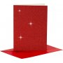 Cartes et enveloppes - rouge - paillettes - 11,5 x 16,5 cm - 4 sets