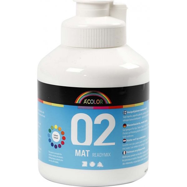 Peinture scolaire - Acrylique - blanc - mat - 500 ml