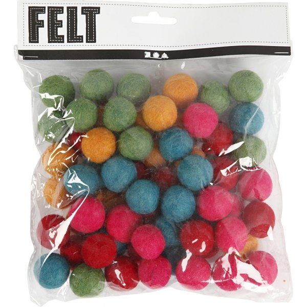 Perles de laine - couleurs vives - 64 pcs