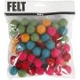 Perles de laine - couleurs vives - 64 pcs