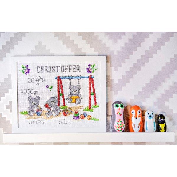 Kit broderie Thème de naissance - les oursons