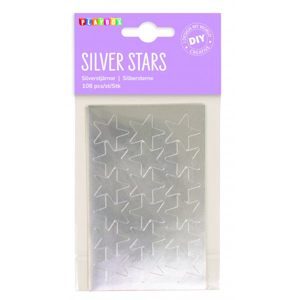 Étoiles argentées 108 pcs 25 mm Étoiles argentées 108 pcs 25 mm