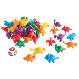 Dinosaures à trier par couleur 14 cm Ø 10 cm - 60 pièces Dinosaures à trier par couleur 14 cm Ø 10 cm - 60 pièces