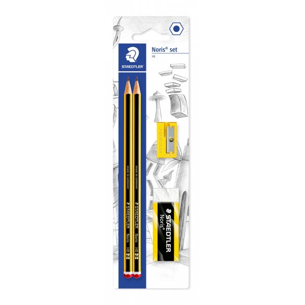 Crayons Noris avec gomme et taille-crayon - 2 crayons