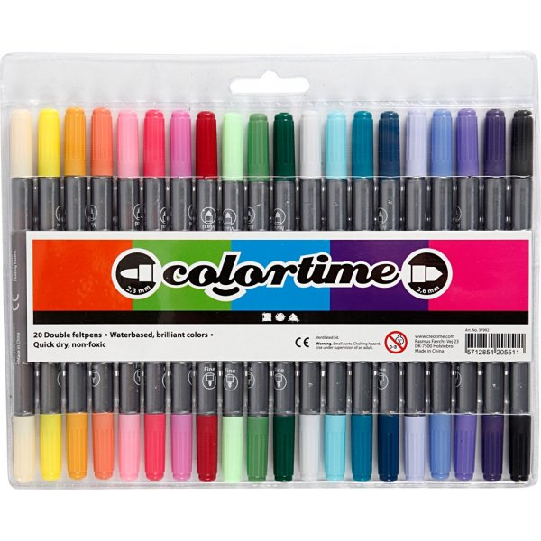 Marqueur Colortime Double - couleurs complémentaires - 20 pcs Marqueur Colortime Double - couleurs complémentaires - 20 pcs