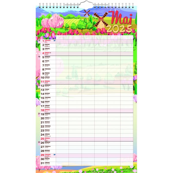 Calendrier familial - 6 colonnes - 18 mois