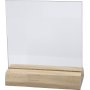 Assiette en verre avec socle en bois - 7,5 x 7,5 cm - 10 sets