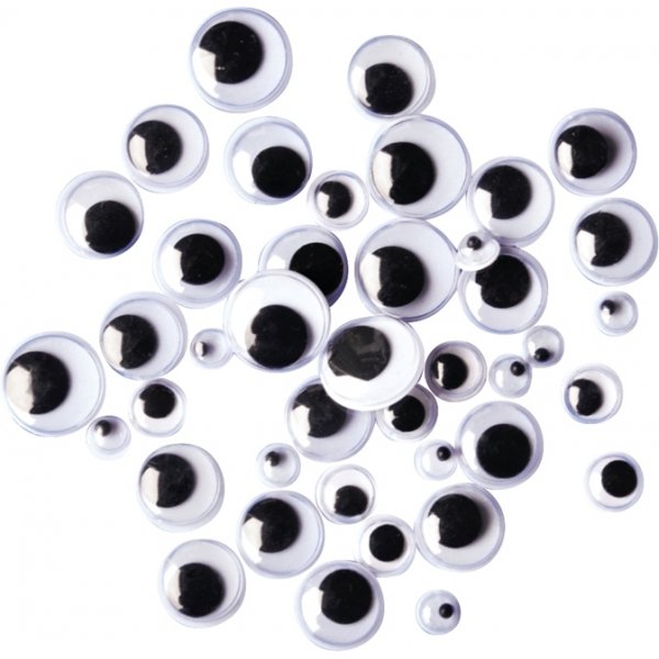 Yeux - noir & blanc 7,10 & 15 mm - 300 pcs
