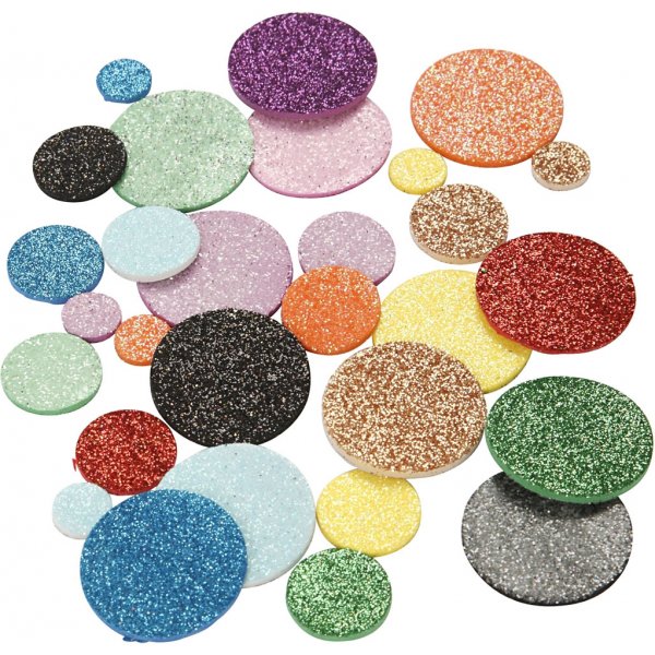 Cercles dcoratifs en caoutchouc - couleurs de paillettes mlanges - 150 pcs