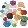 Cercles dcoratifs en caoutchouc - couleurs de paillettes mlanges - 150 pcs