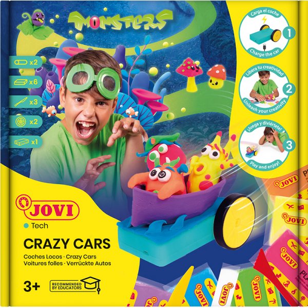 Set d'argile - Jovi-tech Plastilina - Kit voiture de course couleurs fluo