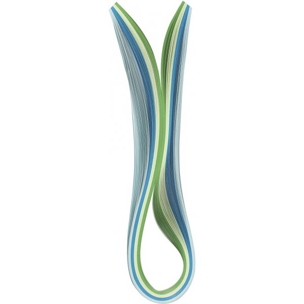 Bandes de quilling - bleu - vert - vert lime - turquoise - 100 pcs
