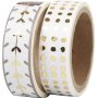 Washi tape - Or/blanc - Coeurs et points - feuille