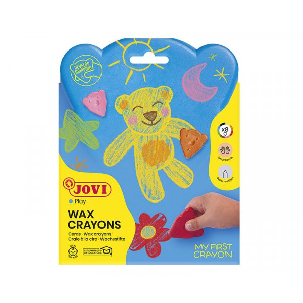 Le crayon de cire - Jovi - 8 crayons de cire en forme d'ours couleurs standards