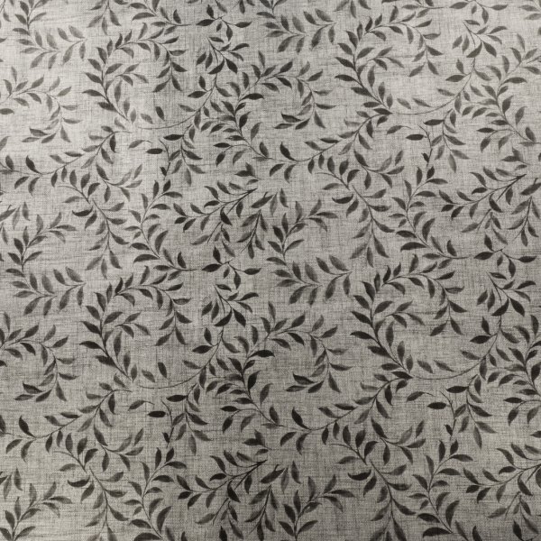 Toile cire PVC Petite Feuille - Gris/Noir