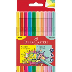 Feutres fibre Grip Néon/Pastel - 10 couleurs Feutres fibre Grip Néon/Pastel - 10 couleurs