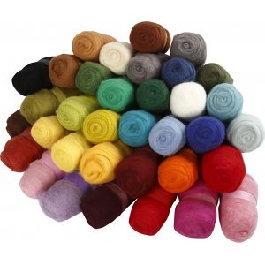 Laine cardée - couleurs mélangées - 35 x 100 g Laine cardée - couleurs mélangées - 35 x 100 g