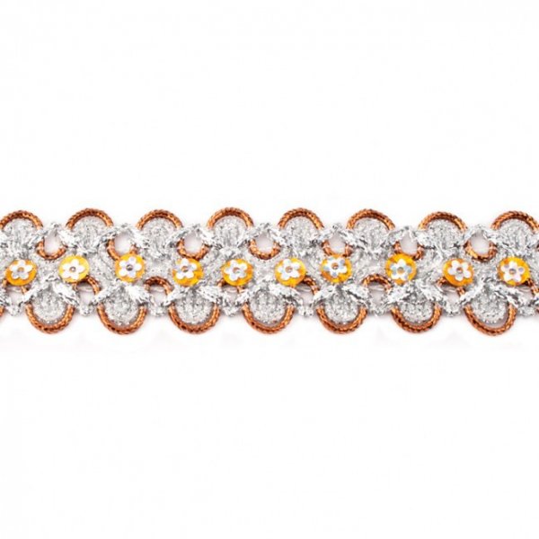 Bordure  paillettes - bicolore, fleurs
