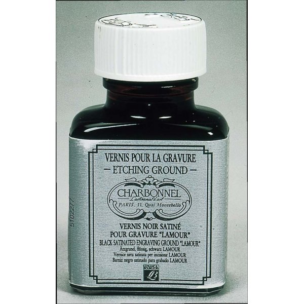 Encre Charbonnel moyenne de gravure noire.